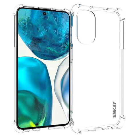 ENKAY HAT PRINCE For Motorola Moto G52 4G / G82 5G Thickened Corners Transparent TPU Cover Phone Drop-proof Case with Anti-slip Strip Edge