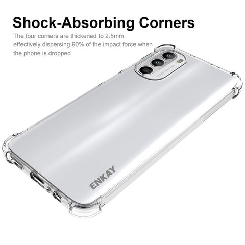 ENKAY HAT PRINCE For Motorola Moto G52 4G / G82 5G Thickened Corners Transparent TPU Cover Phone Drop-proof Case with Anti-slip Strip Edge