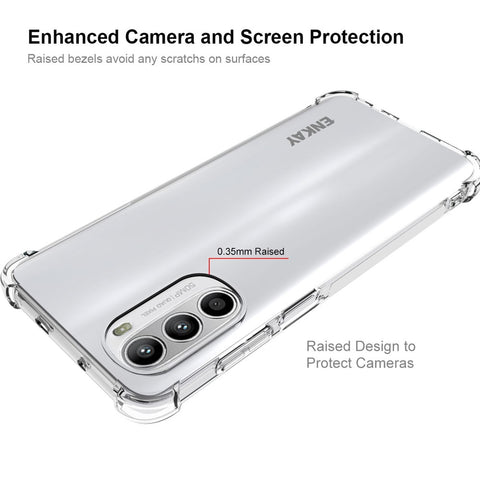 ENKAY HAT PRINCE For Motorola Moto G52 4G / G82 5G Thickened Corners Transparent TPU Cover Phone Drop-proof Case with Anti-slip Strip Edge