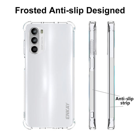 ENKAY HAT PRINCE For Motorola Moto G52 4G / G82 5G Thickened Corners Transparent TPU Cover Phone Drop-proof Case with Anti-slip Strip Edge