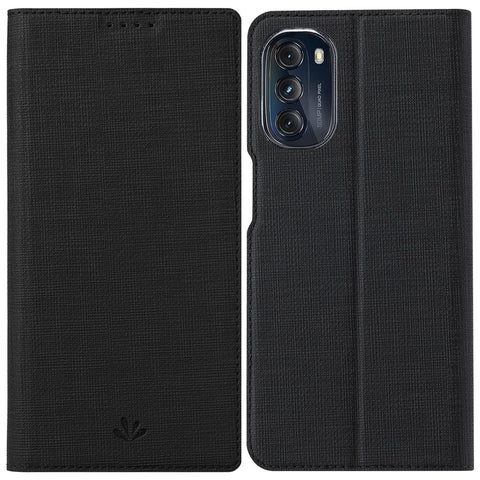 VILI DMX Series Shockproof Case for Motorola Moto G (2022) 5G PU Leather Phone Case Hands-free Protective Cover with Card Holder/Stand