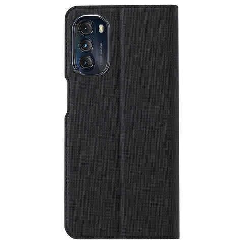 VILI DMX Series Shockproof Case for Motorola Moto G (2022) 5G PU Leather Phone Case Hands-free Protective Cover with Card Holder/Stand