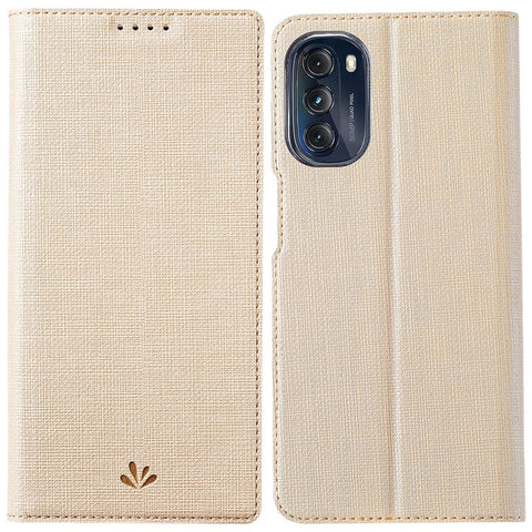 VILI DMX Series Shockproof Case for Motorola Moto G (2022) 5G PU Leather Phone Case Hands-free Protective Cover with Card Holder/Stand
