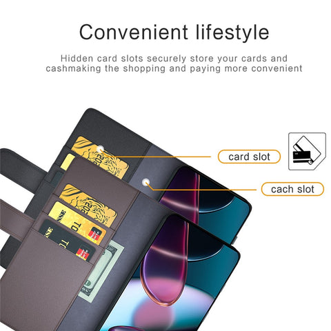 For Motorola Edge X30 Case Genuine Split Leather Phone Cover with Wallet Stand