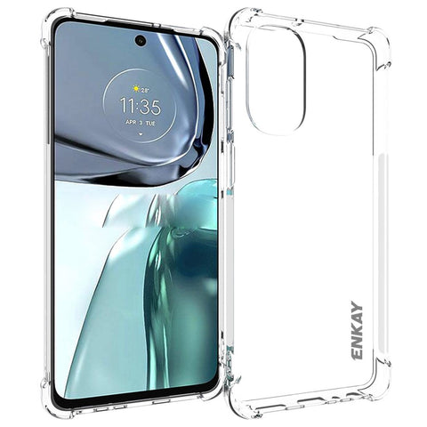 ENKAY HAT PRINCE for Motorola Moto G62 5G Non-Yellowing Phone Case Anti-fall Crystal Clear TPU Mobile Phone Cover with Anti-slip Strip Edge
