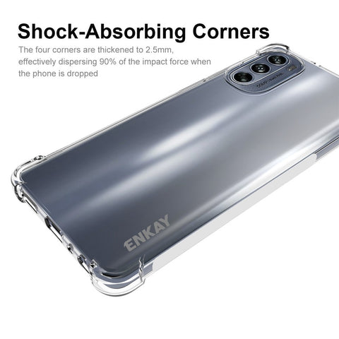 ENKAY HAT PRINCE for Motorola Moto G62 5G Non-Yellowing Phone Case Anti-fall Crystal Clear TPU Mobile Phone Cover with Anti-slip Strip Edge