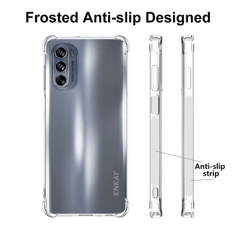 ENKAY HAT PRINCE for Motorola Moto G62 5G Non-Yellowing Phone Case Anti-fall Crystal Clear TPU Mobile Phone Cover with Anti-slip Strip Edge