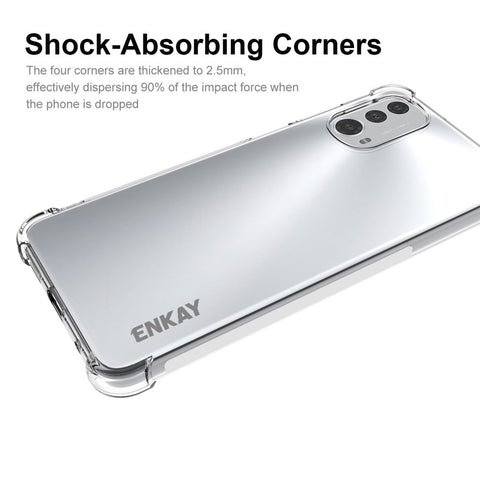 ENKAY HAT PRINCE for Motorola Moto E32 4G / E32s 4G Crystal Clear TPU Phone Cover Non-Yellowing Drop-proof Protective Phone Case with Anti-slip Strip Edge