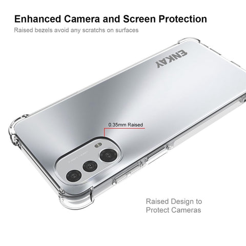ENKAY HAT PRINCE for Motorola Moto E32 4G / E32s 4G Crystal Clear TPU Phone Cover Non-Yellowing Drop-proof Protective Phone Case with Anti-slip Strip Edge