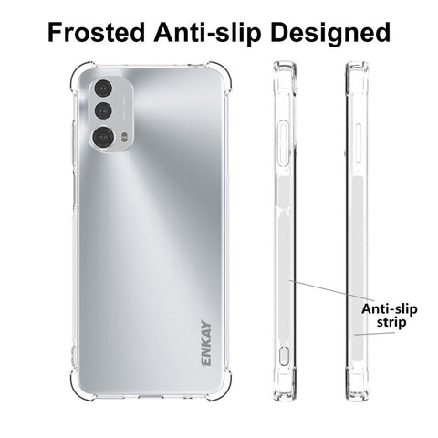 ENKAY HAT PRINCE for Motorola Moto E32 4G / E32s 4G Crystal Clear TPU Phone Cover Non-Yellowing Drop-proof Protective Phone Case with Anti-slip Strip Edge