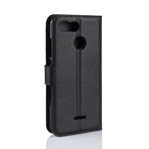 Litchi Skin Wallet Leather Stand Case for Xiaomi Redmi 6 (Dual Camera: 12MP+5MP)
