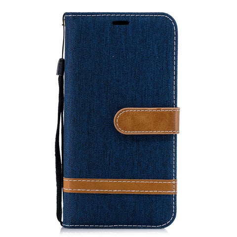 Assorted Color Jeans Cloth Leather Wallet Cover for Xiaomi Mi A2 Lite / Redmi 6 Pro