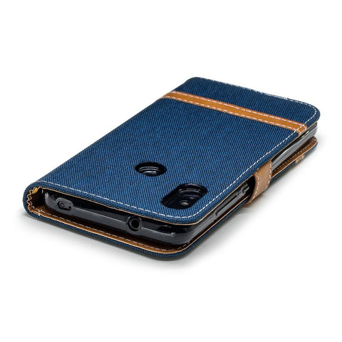 Assorted Color Jeans Cloth Leather Wallet Cover for Xiaomi Mi A2 Lite / Redmi 6 Pro