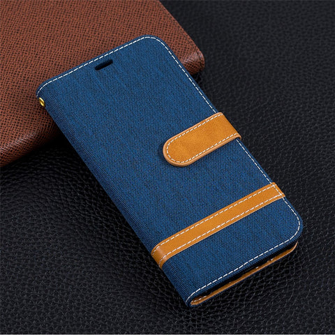 Assorted Color Jeans Cloth Leather Wallet Cover for Xiaomi Mi A2 Lite / Redmi 6 Pro