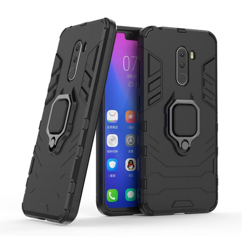 Finger Ring Kickstand PC + TPU Combo Phone Back Case for Xiaomi Pocophone F1 / Poco F1 (India)