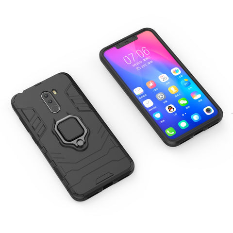 Finger Ring Kickstand PC + TPU Combo Phone Back Case for Xiaomi Pocophone F1 / Poco F1 (India)