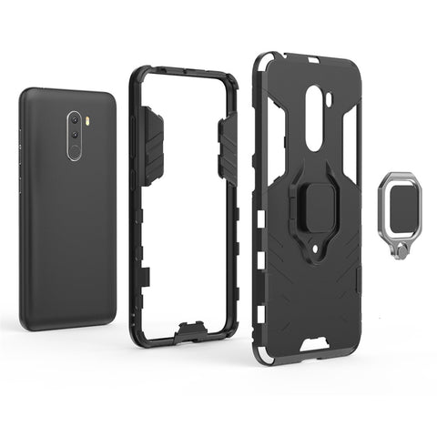 Finger Ring Kickstand PC + TPU Combo Phone Back Case for Xiaomi Pocophone F1 / Poco F1 (India)
