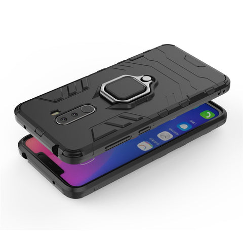 Finger Ring Kickstand PC + TPU Combo Phone Back Case for Xiaomi Pocophone F1 / Poco F1 (India)