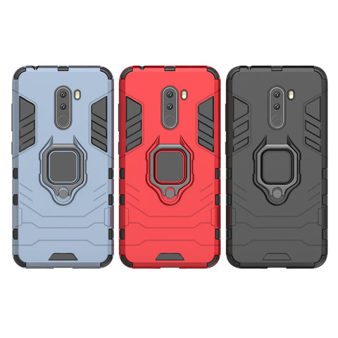 Finger Ring Kickstand PC + TPU Combo Phone Back Case for Xiaomi Pocophone F1 / Poco F1 (India)