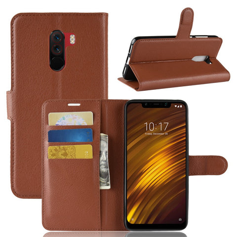 For Xiaomi Pocophone F1 / Poco F1 (India) Shell Litchi Grain Leather Case (Stand and Wallet)