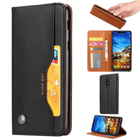 Auto-absorbed Leather Stand Wallet Mobile Casing for Xiaomi Pocophone F1 / Poco F1 (India)