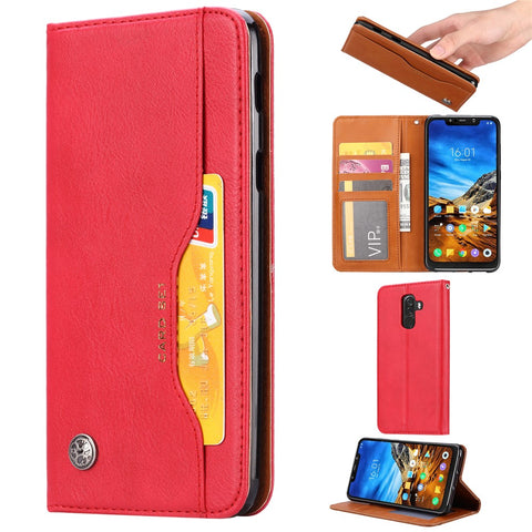 Auto-absorbed Leather Stand Wallet Mobile Casing for Xiaomi Pocophone F1 / Poco F1 (India)