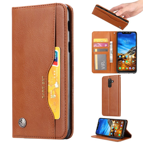 Auto-absorbed Leather Stand Wallet Mobile Casing for Xiaomi Pocophone F1 / Poco F1 (India)