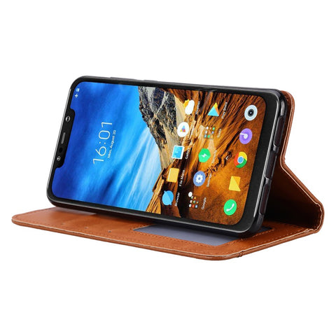 Auto-absorbed Leather Stand Wallet Mobile Casing for Xiaomi Pocophone F1 / Poco F1 (India)