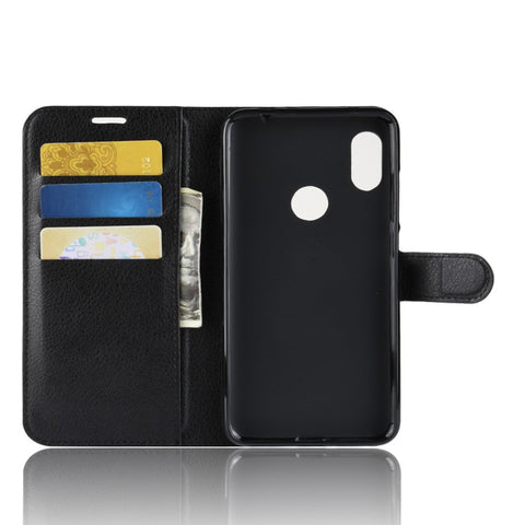 Litchi Texture Wallet Stand Leather Cellphone Cover for Xiaomi Redmi Note 6 Pro