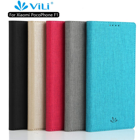 VILI DMX Cross Texture Leather Case for Xiaomi Pocophone F1 / Poco F1 (India) [Stand and Card Slot]