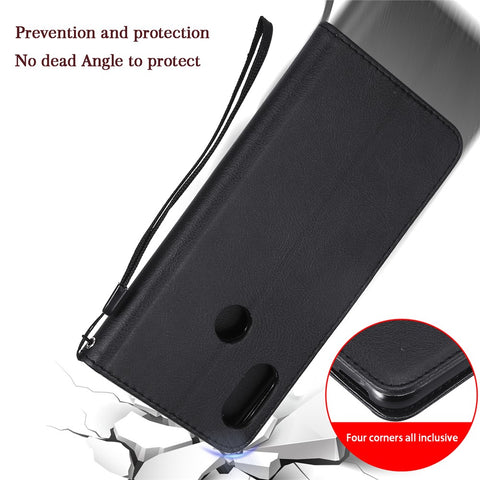 For Xiaomi Redmi Note 6 Pro Case Solid Color Leather Mobile Cover Wallet Stand with Strap