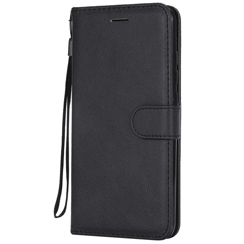 For Xiaomi Redmi Note 6 Pro Case Solid Color Leather Mobile Cover Wallet Stand with Strap