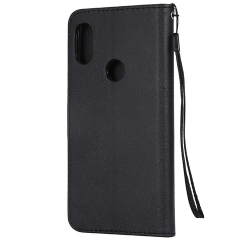 For Xiaomi Redmi Note 6 Pro Case Solid Color Leather Mobile Cover Wallet Stand with Strap