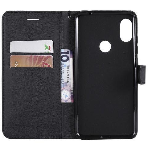 For Xiaomi Redmi Note 6 Pro Case Solid Color Leather Mobile Cover Wallet Stand with Strap