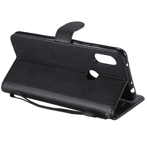 For Xiaomi Redmi Note 6 Pro Case Solid Color Leather Mobile Cover Wallet Stand with Strap