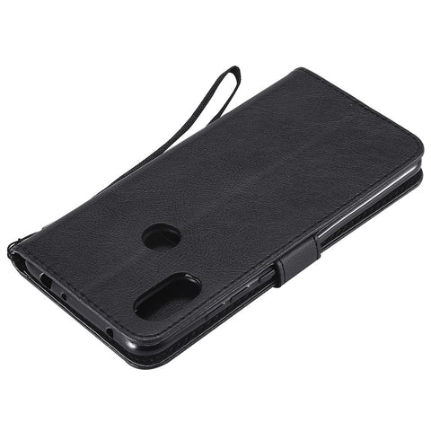 For Xiaomi Redmi Note 6 Pro Case Solid Color Leather Mobile Cover Wallet Stand with Strap