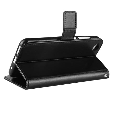 Crazy Horse Wallet Stand Leather Case with Strap for Xiaomi Redmi Go