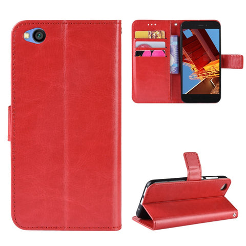 Crazy Horse Wallet Stand Leather Case with Strap for Xiaomi Redmi Go