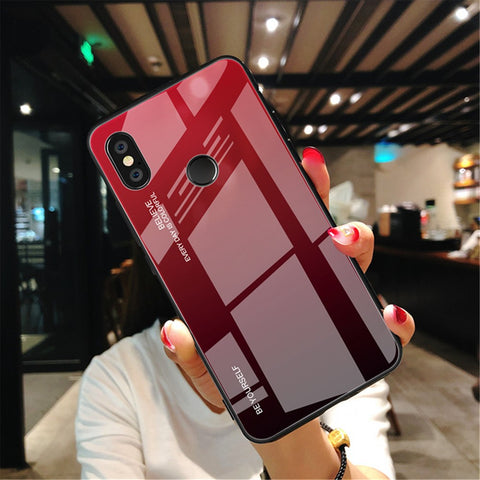 Gradient Glass + TPU + PC Hybrid Back Case for Xiaomi Redmi Note 5 Pro