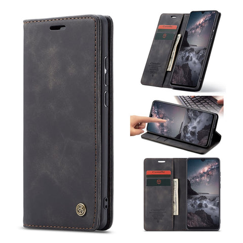CASEME 013 Series Auto-absorbed Retro Business Leather Wallet Stand Phone Case for Xiaomi Mi 9