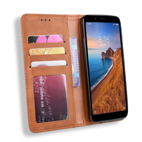 Vintage Style PU Leather Wallet Phone Cover for Xiaomi Redmi 7A