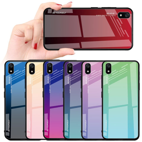 Gradient Color Glass + TPU Hybrid Case for Xiaomi Redmi 7A