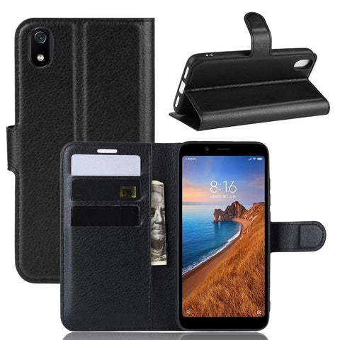 Litchi Texture Wallet PU Leather Stand Phone Casing for Xiaomi Redmi 7A