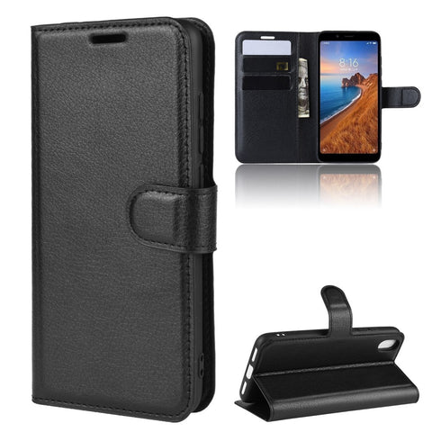 Litchi Texture Wallet PU Leather Stand Phone Casing for Xiaomi Redmi 7A