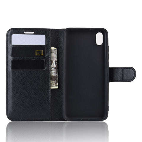 Litchi Texture Wallet PU Leather Stand Phone Casing for Xiaomi Redmi 7A