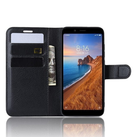 Litchi Texture Wallet PU Leather Stand Phone Casing for Xiaomi Redmi 7A