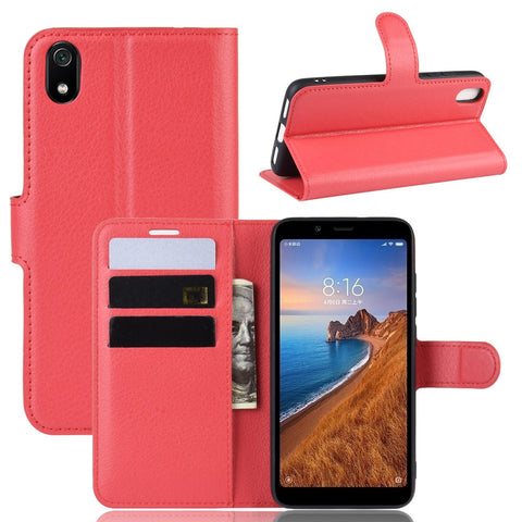 Litchi Texture Wallet PU Leather Stand Phone Casing for Xiaomi Redmi 7A