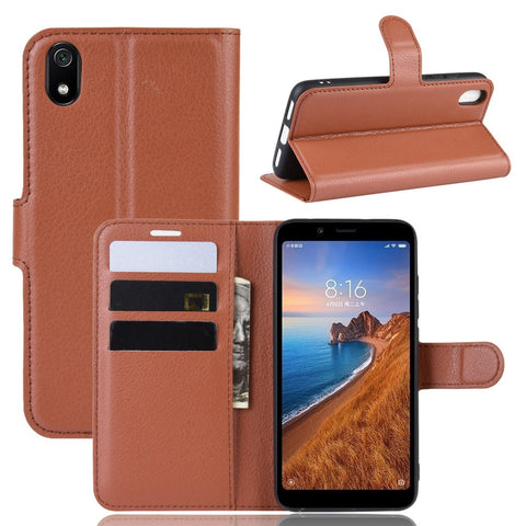 Litchi Texture Wallet PU Leather Stand Phone Casing for Xiaomi Redmi 7A