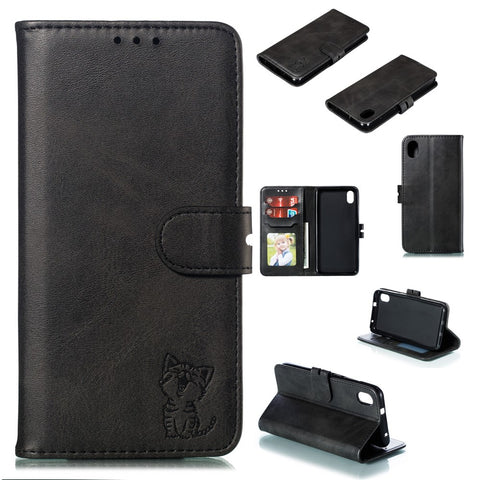 Imprinted Cat Pattern Leather Wallet Stand Case for Xiaomi Redmi 7A