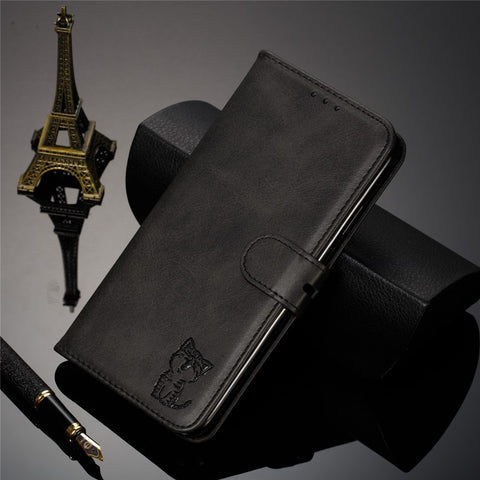 Imprinted Cat Pattern Leather Wallet Stand Case for Xiaomi Redmi 7A